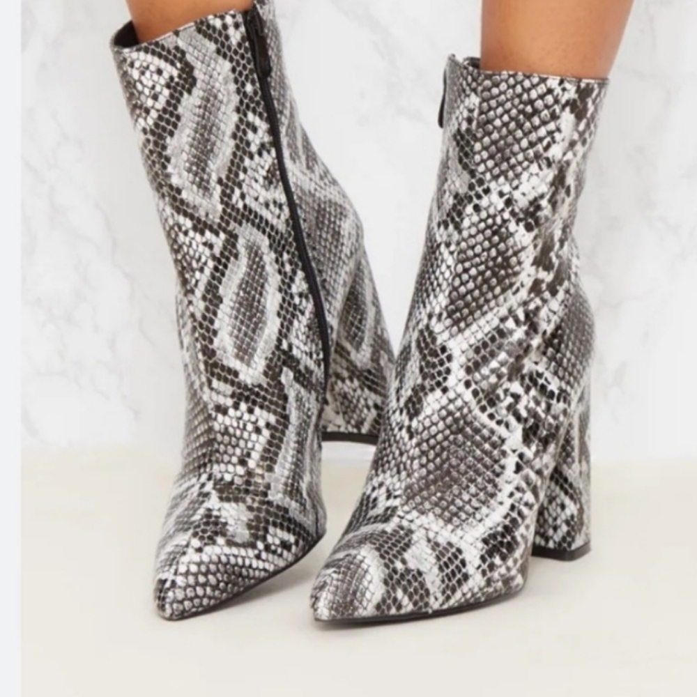 PLT snakeskin above ankle boots NWT Pretty Little Thing